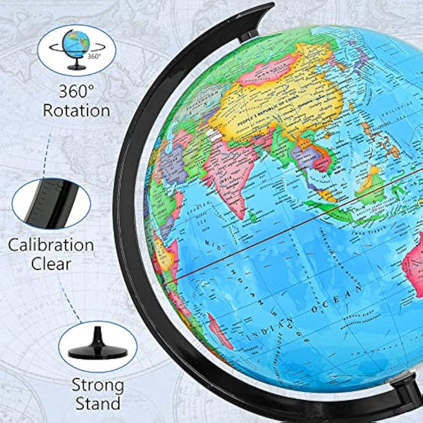 33CM/13 Inch Educational World Globe, Classroom Decorative Earth Globe