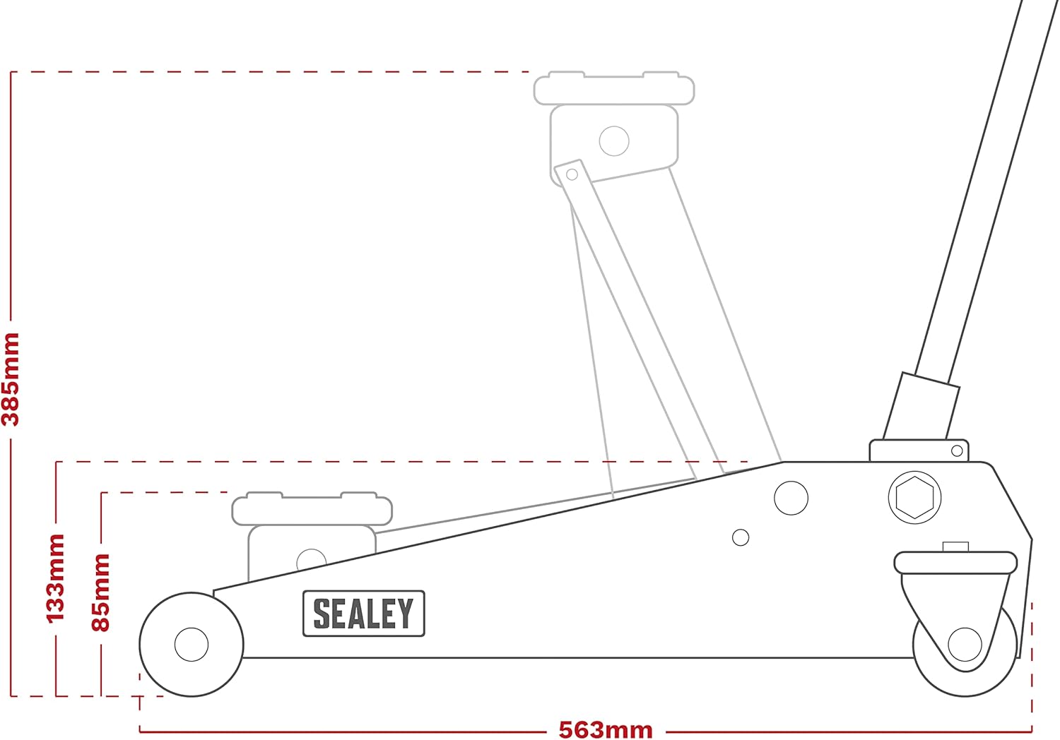 Sealey 2 Tonne Trolley Jack, Car Jack, Low Profile Short Chassis - Orange - 1020LEO