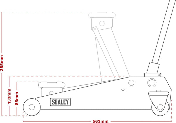 Sealey 2 Tonne Trolley Jack, Car Jack, Low Profile Short Chassis - Orange - 1020LEO