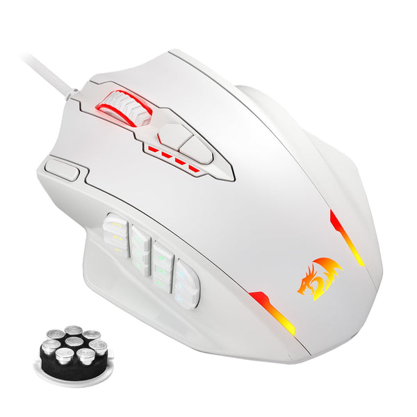 Redragon M908 Impact RGB LED MMO Mouse with Side Buttons Optical Wired Gaming Mouse with 12,400DPI, High Precision, 20 Programmable Mouse Buttons