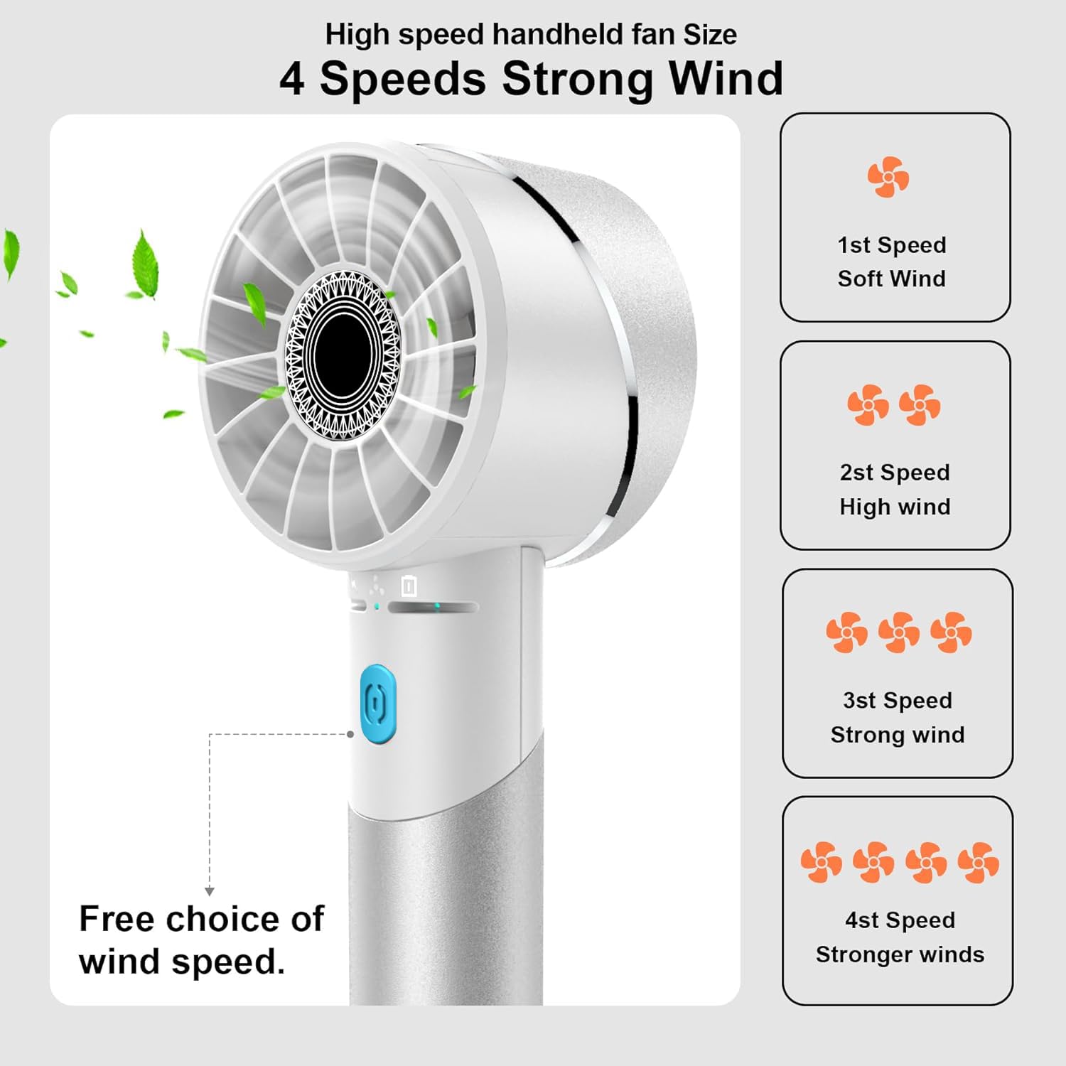 COZOME Handheld Fan,Ultra-Portable 7000 RPM Turbo Mini Fan with 16H Battery,4-Speed USB Rechargeable Metal Design | Pocket Fan for Travel/Outdoor/Home/Office,Gift for Men & Women (Alloy Construction)