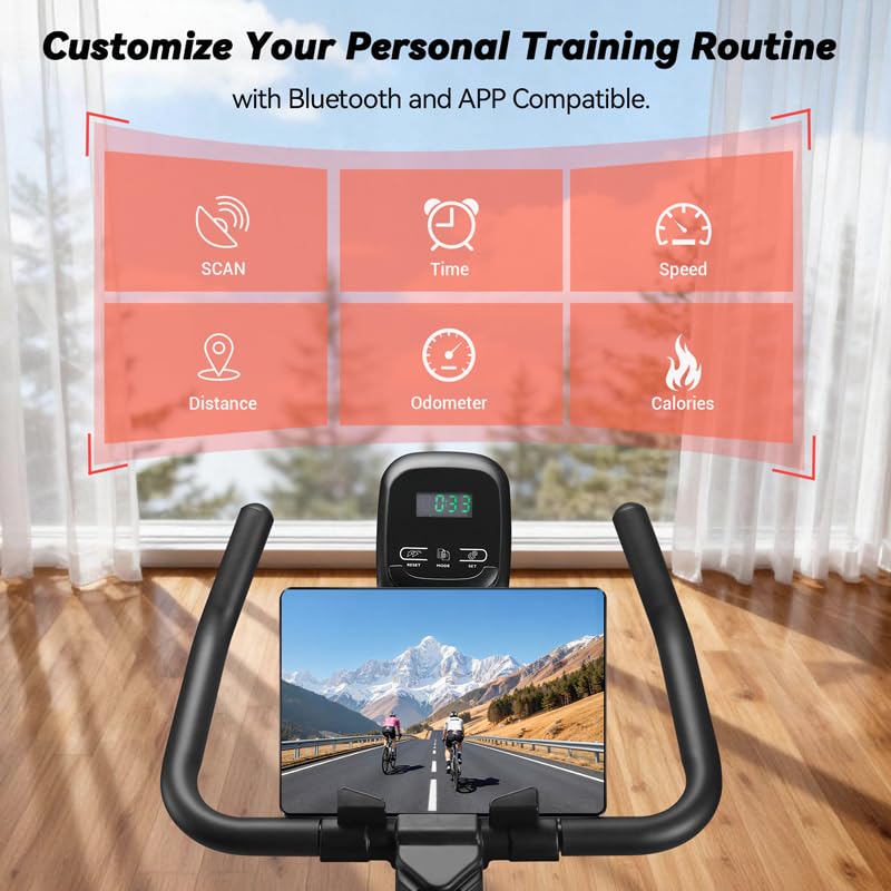 Wenoker Exercise Bike APP Compatible, Indoor Cycling Spin Bike for Home Gym Use with LCD Display&Tablet Holder, Fitness Bike Exercise Equipment Cardio Training Machine