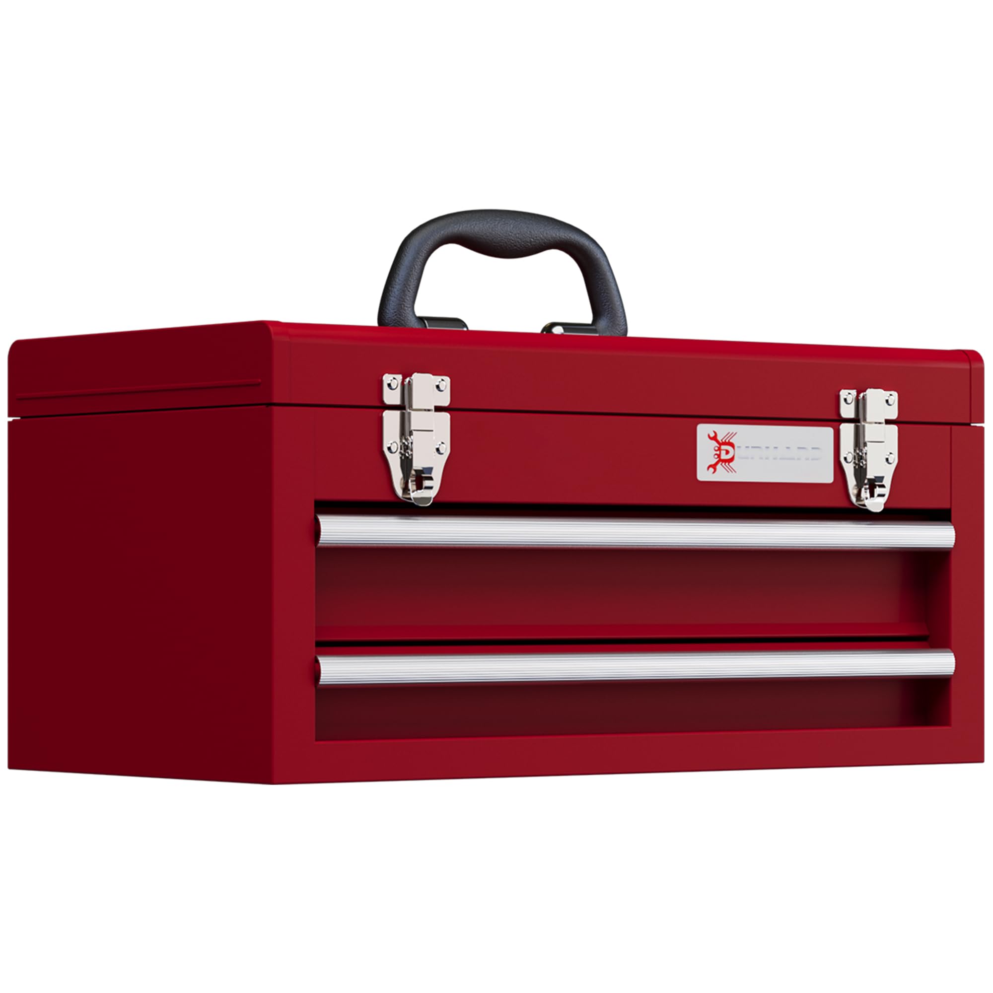 DURHAND 3 Drawer Tool Chest, Lockable Metal Tool Box with Ball Bearing Runners, Portable Toolbox, 510mm x 220mm x 320mm, Red