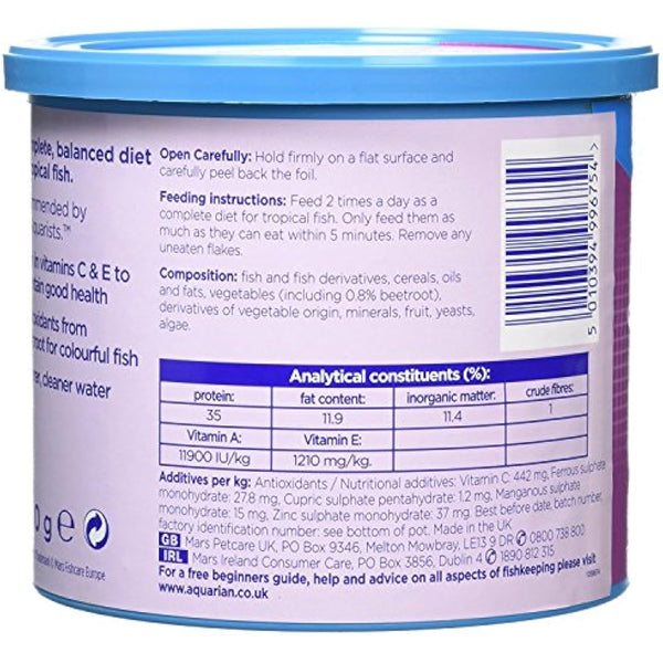 AQUARIAN Complete Nutrition, Aquarium Tropical Fish Food, Flakes, 200 g Container