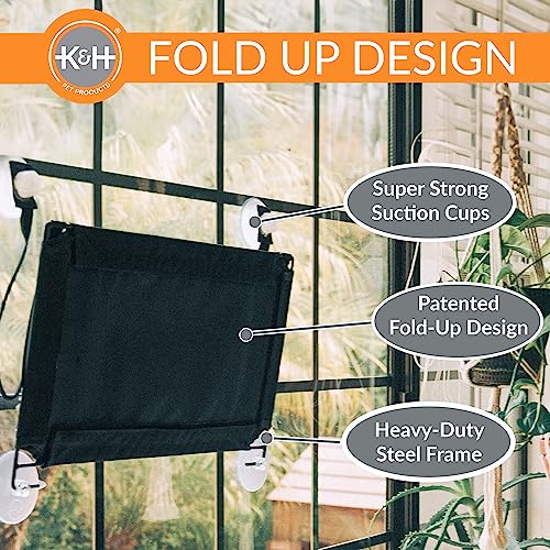 K&H Pet Products EZ Mount Window Kitty Sill Double Stack, 2 Levels, with Suction Cup Mounting System, Holds Over 22kg, 30.48cm x 58.42cm, Grey