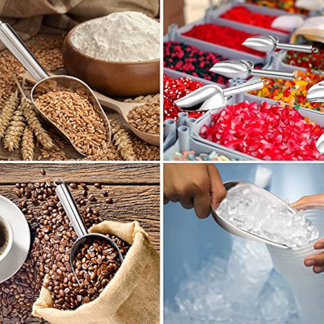 Ice Scoop, Stainless Steel Sweet Candy Food Scoop for Kitchen Bar Buffet Party Wedding, Heavy Duty & Dishwasher Safe - 5oz