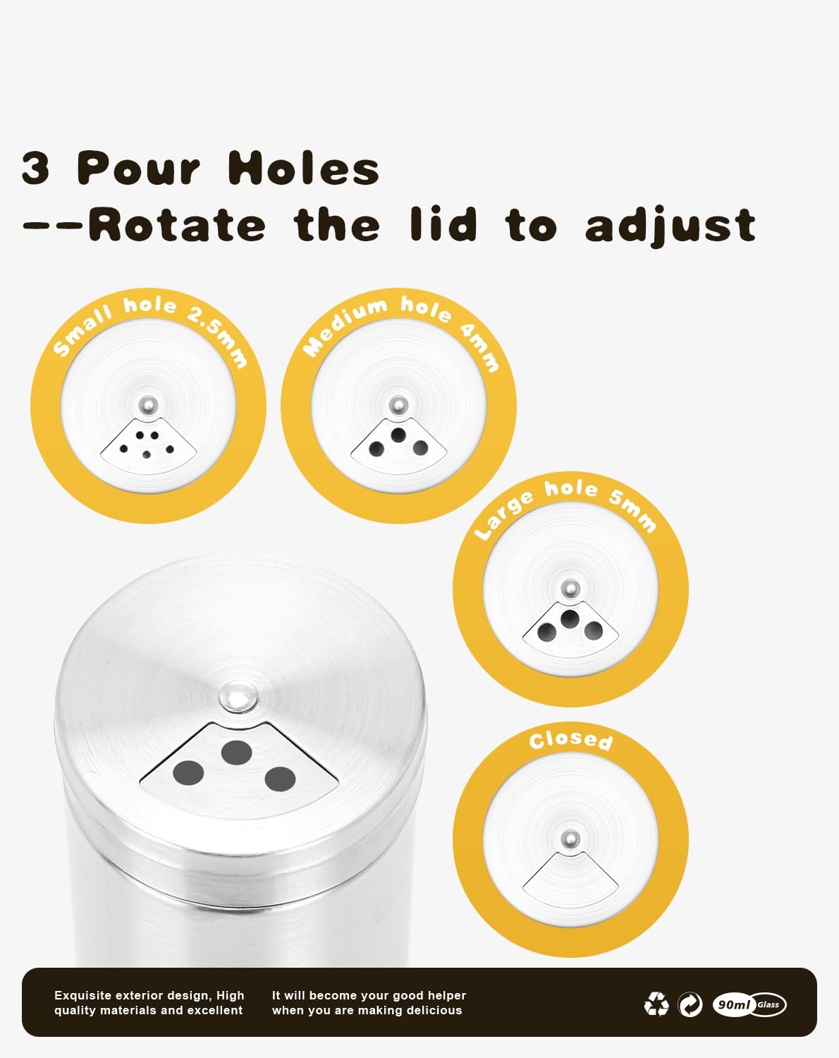 Salt and Pepper Grinder Set, Adjustable Coarseness Salt Shakers, Premium Ceramic Glass Body Salt and Pepper Mills [Without Spice Content]