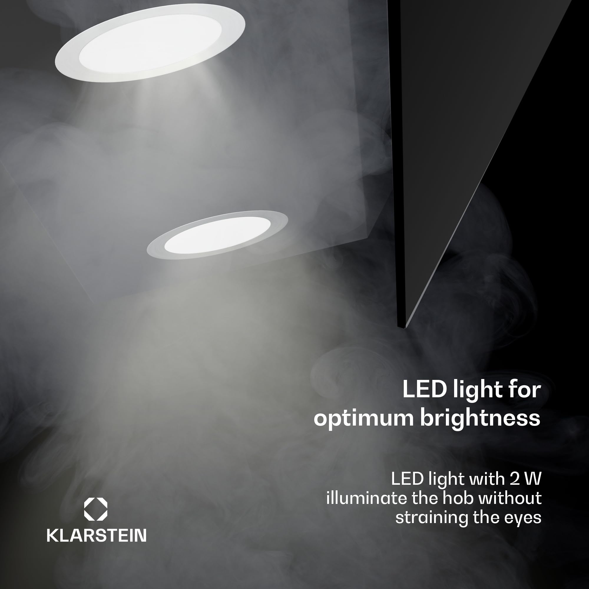 Klarstein Alina 90 Angled Cooker Hood - 600m³/h Air Flow, Touch Panel, LED Backlighting, Quiet 63dB, Energy Class A, 90cm Extractor Hood, Black