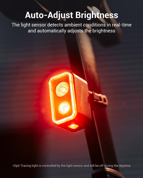 SEEMEE 300 Bike Taillight,300 Lumen Bike Tail Light,5 Night & Daytime Modes,Smart Brake Sensor IPX6 Waterproof USB-C Rechargeable Rear Bike Light for Night Riding