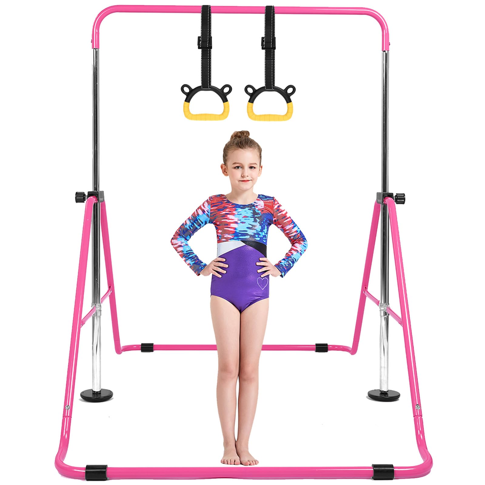 Horizontal Bar Gymnastics Kids Garden Home Reck Stretching Folding Value Gift Set, Fitness Expandable Gym Training Bar Equipment Adjustable Height for
