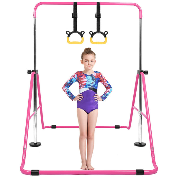 Horizontal Bar Gymnastics Kids Garden Home Reck Stretching Folding Value Gift Set, Fitness Expandable Gym Training Bar Equipment Adjustable Height for