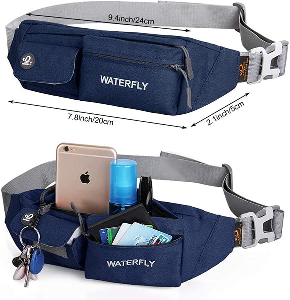 Waterfly Waist Bag Pack Slim Water Resistant Fanny Pack Travel Bum Bag Running Belt for Traveling Cycling Hiking Camping