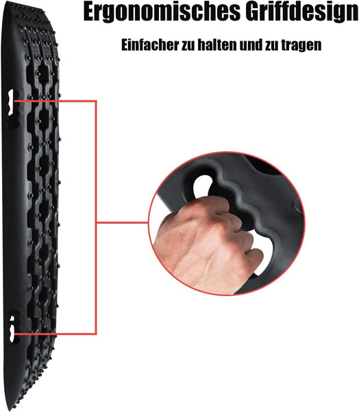 SAILUN Heavy Duty Traction Aid Recovery Boards, 2 x Sand Mats, 10T Load for Mud, Snow & Sand, Off-Road Vehicle Traction Mats with Storage Bag & Installation Tool for Cars, Trucks, Motorhomes