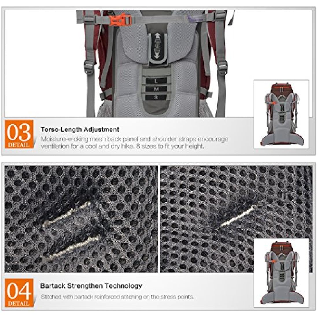 MOUNTAINTOP 70L Hiking Backpack water-resistant Internal Frame Backpacks Large Trekking Mountaineering Rucksack with Rain Cover for Men Women Cover Outdoor