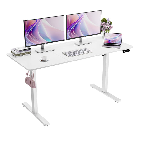 ERGOMAKER Electric Height Adjustable Standing Desk 80x60cm (31.5"x23.6"), Sit Stand Desk with Splicing Top for Home Office (Black Frame + Black Desktop)