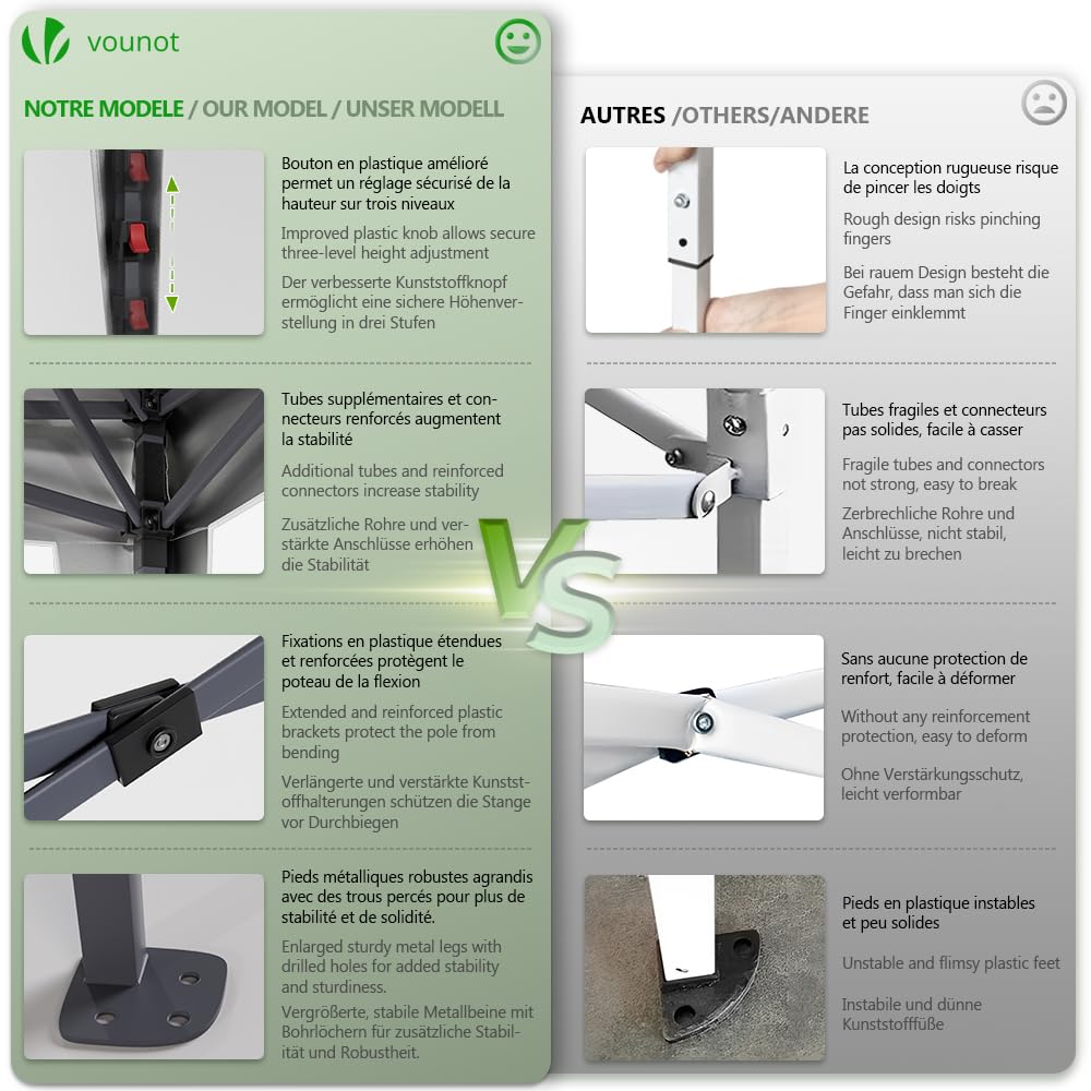 VOUNOT® 3m x 3m Pop Up Heavy Duty Gazebo with Sides, Central Lock System & 4 Weight Bags & Carry Bag, Marquee Garden Party Tent Outdoor, Green