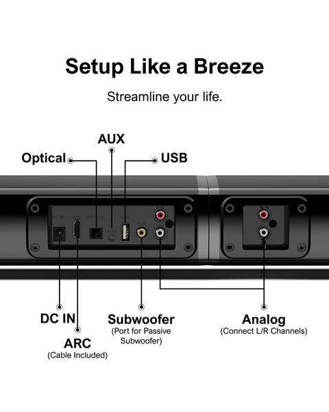 ULTIMEA 4.1ch Sound Bar for Smart TV with Subwoofer, App, Peak Power 200W, 2-in-1 Detachable Bluetooth 5.3 Soundbar, Bass Adjustable, 3 EQ Modes TV Sound Bar, ARC/Optical/Aux, Apollo S50 2025 Version