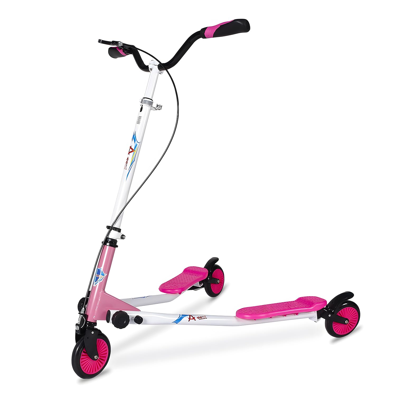 AOODIL Swing Scooter Adjustable 3 Wheels Foldable Wiggle Scooter Self Drifting for Kids/Adult Age 6 Years Old and Up (Pink)