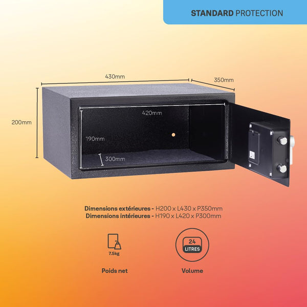 Yale - Electronic Alarmed Safe Laptop - Standard Security - YLC/200/DB2