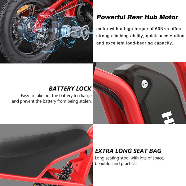 iENYRID Electric Bike for Adults,Fat Tire Hidoes B6 25KM/H Electric Bike Bicycles 15Ah Removable Battery E Bikes for Adults Electric Mountain Bike for Men