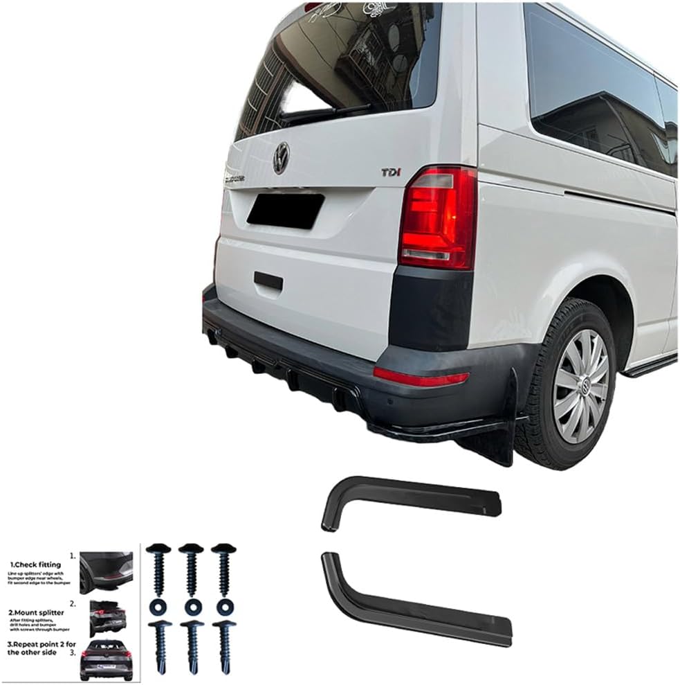 Oneway Rear Side Diffusors compatible with Volkswagen Transporter T6/T6.1 2015-2022 - Gloss black