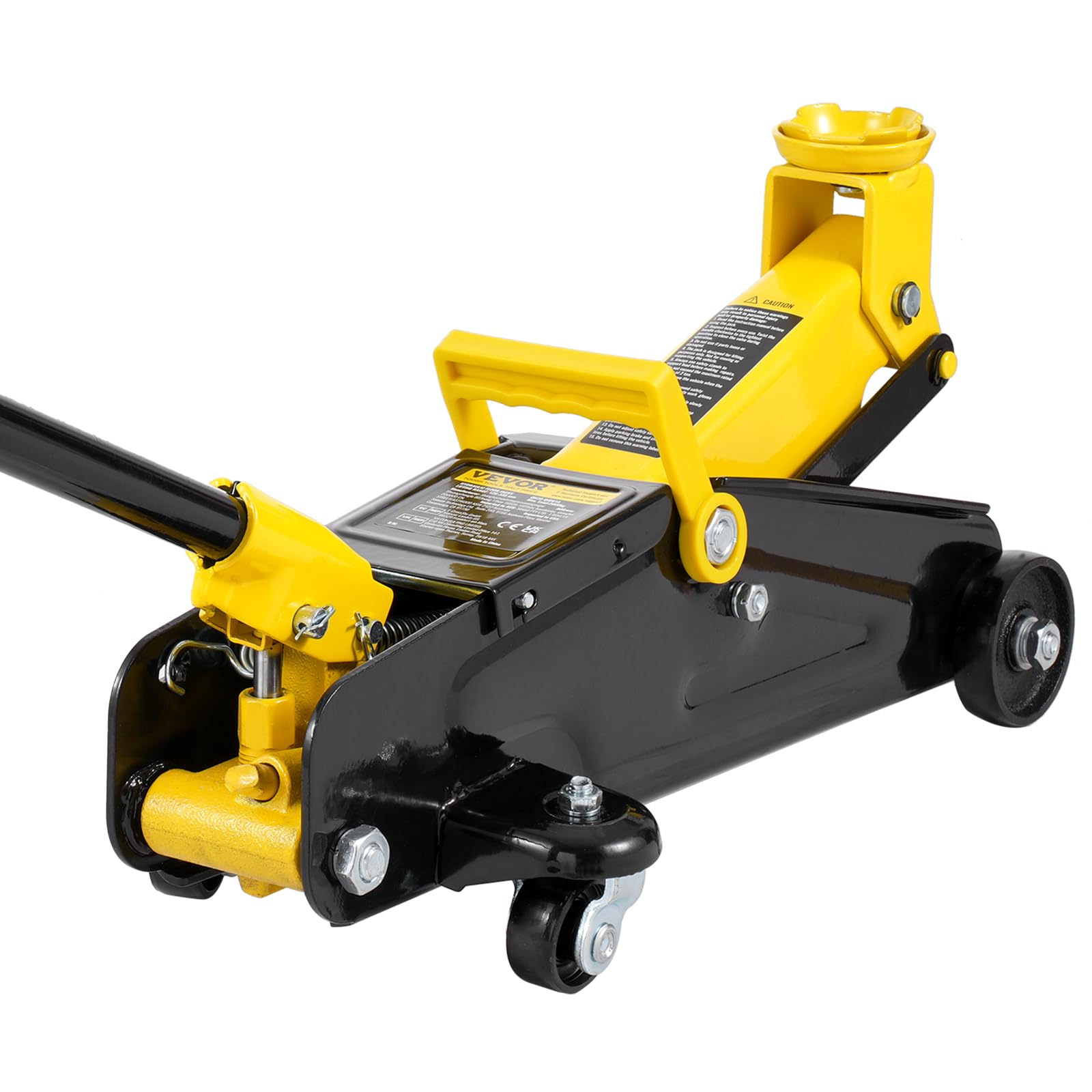 VEVOR Low Profile Floor Jack 1.5 Ton (3300 lbs), Heavy Duty Iron Hydraulic Racing Floor Jack, Hydraulic Car Jack, Single Piston Quick Lift Pump, 4.7"-12.1" Height Lifting Range (Yellow)