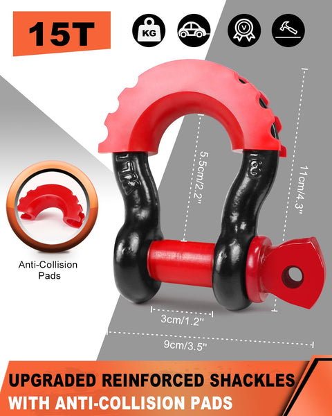 MAIKEHIGH Towing Rope 15 Ton (33,700 Lbs), 6M x 7.6cm Off-Road Recovery Tow Strap with 2 Gloves for Car, Truck, SUV, Snow (Green)