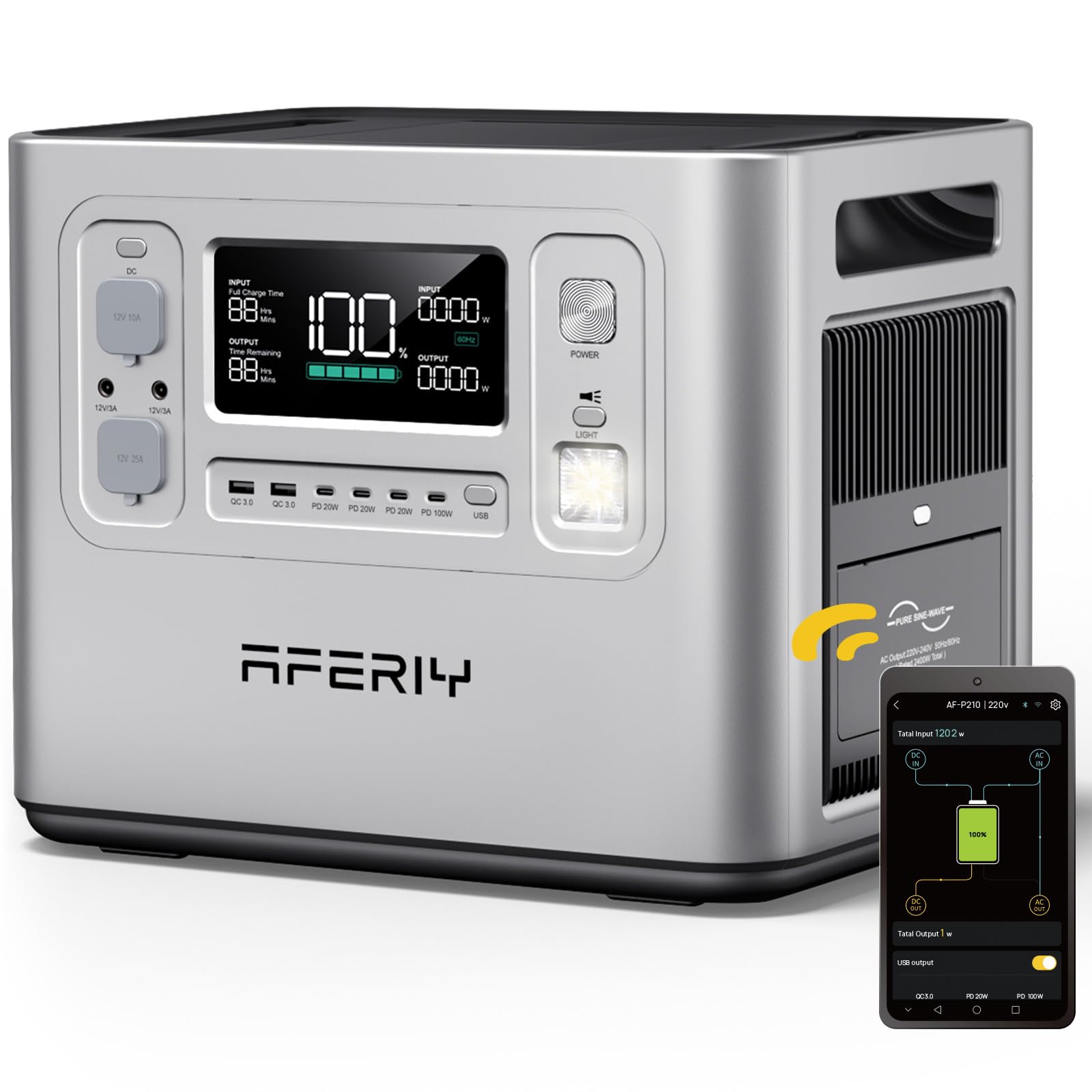 AFERIY Portable Power Station 800W, 512Wh Portable Power Station LiFePo4 Battery, 1-Hour Fast Charging, AC 220V-240V, UPS, 3500+ Charge Cycles, Solar Generator for Outdoor Camping/RV/Home Backup