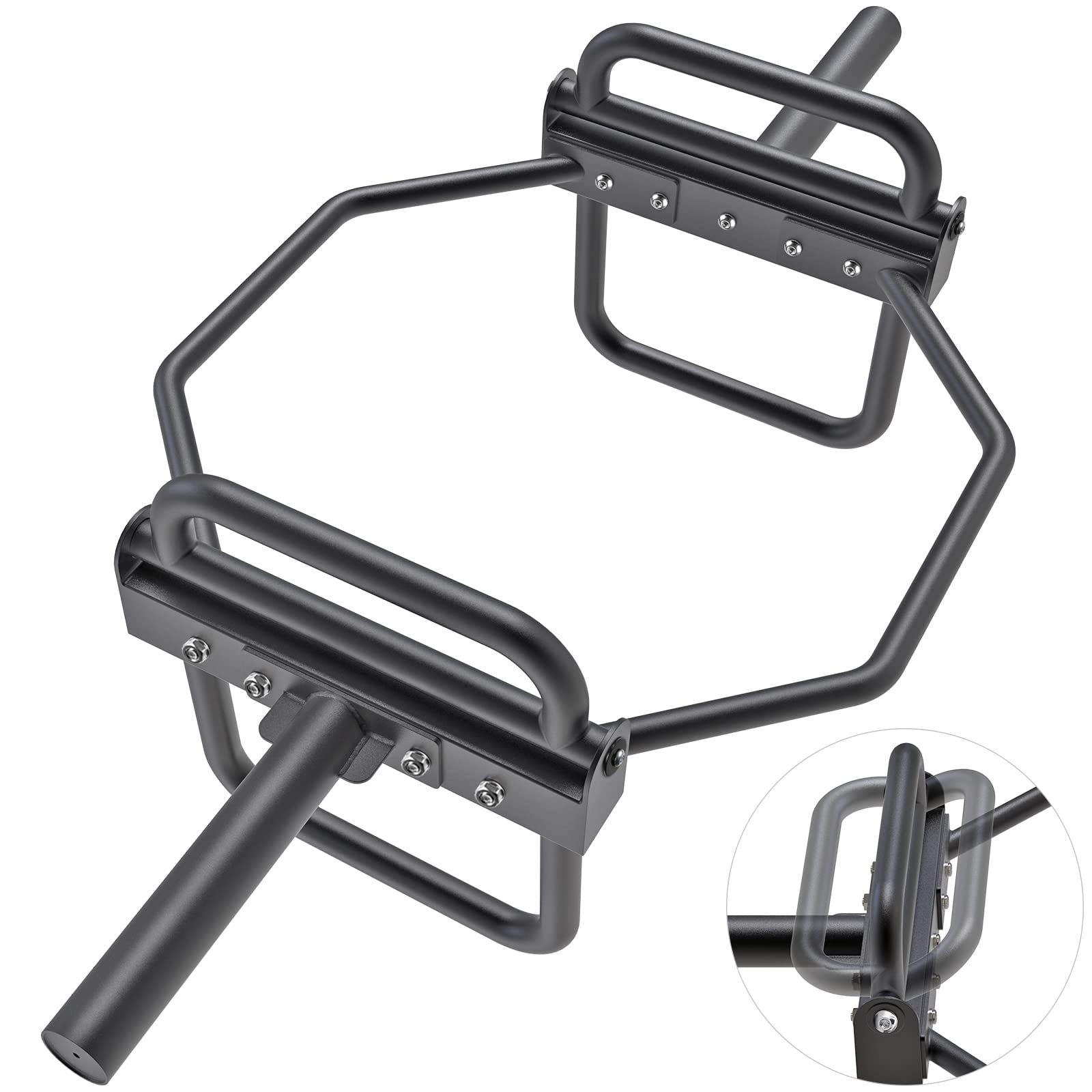 Kipika Barbell Olympic Trap Bar, Hex Bar, Shrug Bar, Deadlift Bar with Stand and Folding Handles for Olympic Weight Lifting, Shrugs, Squats, Solid 2