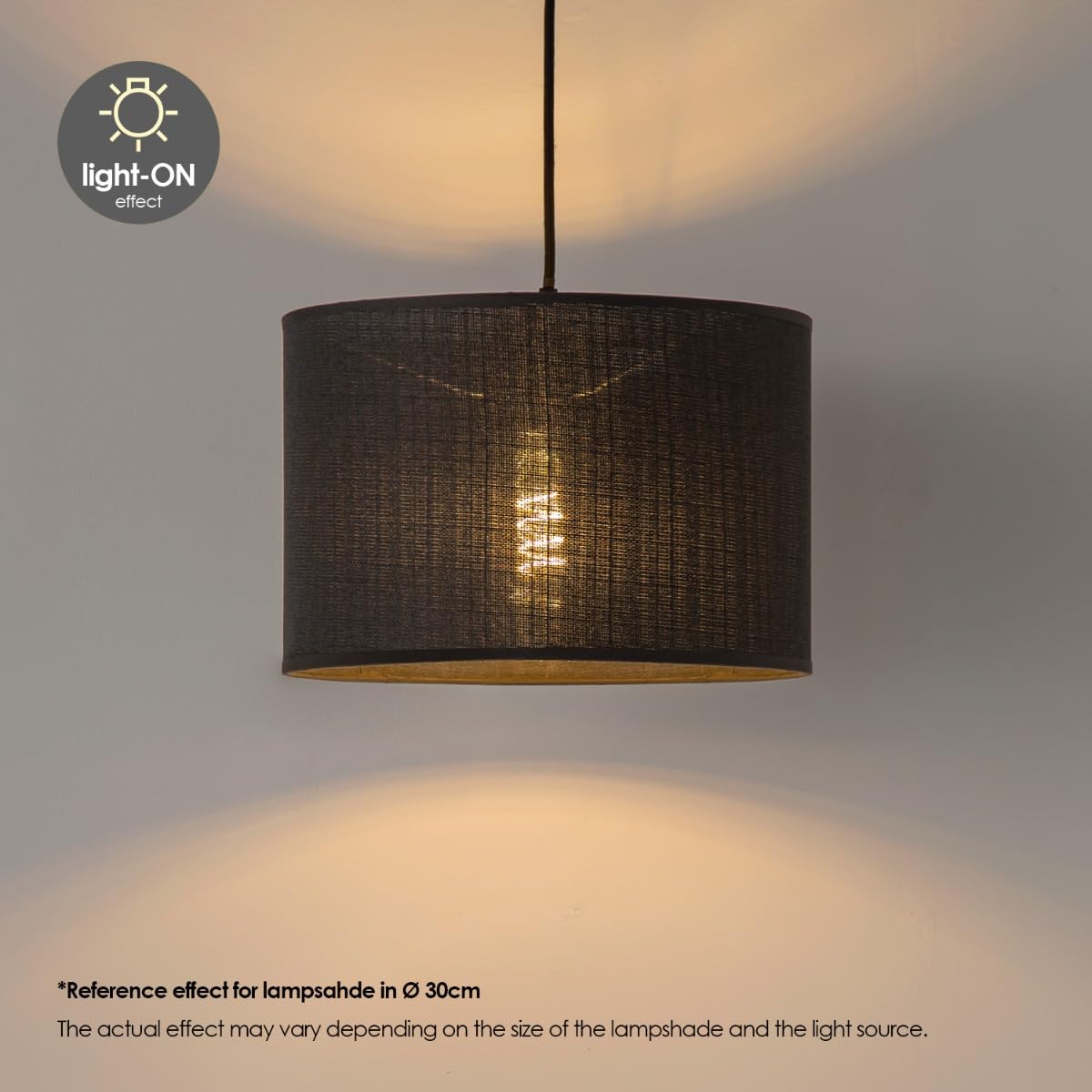 Home Sweet Home Modern Canvas Lampshade | Cylinder | 40/40/22 cm | Dark Grey | Fabric Cotton Lampshade | for E27 Lamp Socket | RoHS Tested | Suitable