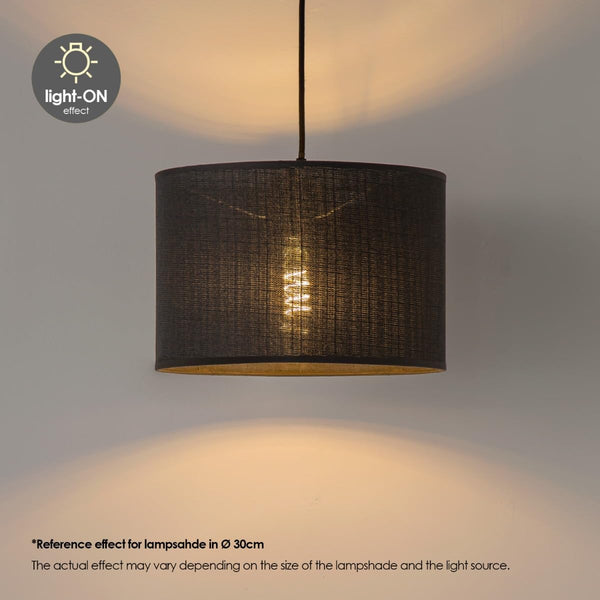 Home Sweet Home Modern Canvas Lampshade | Cylinder | 40/40/22 cm | Dark Grey | Fabric Cotton Lampshade | for E27 Lamp Socket | RoHS Tested | Suitable
