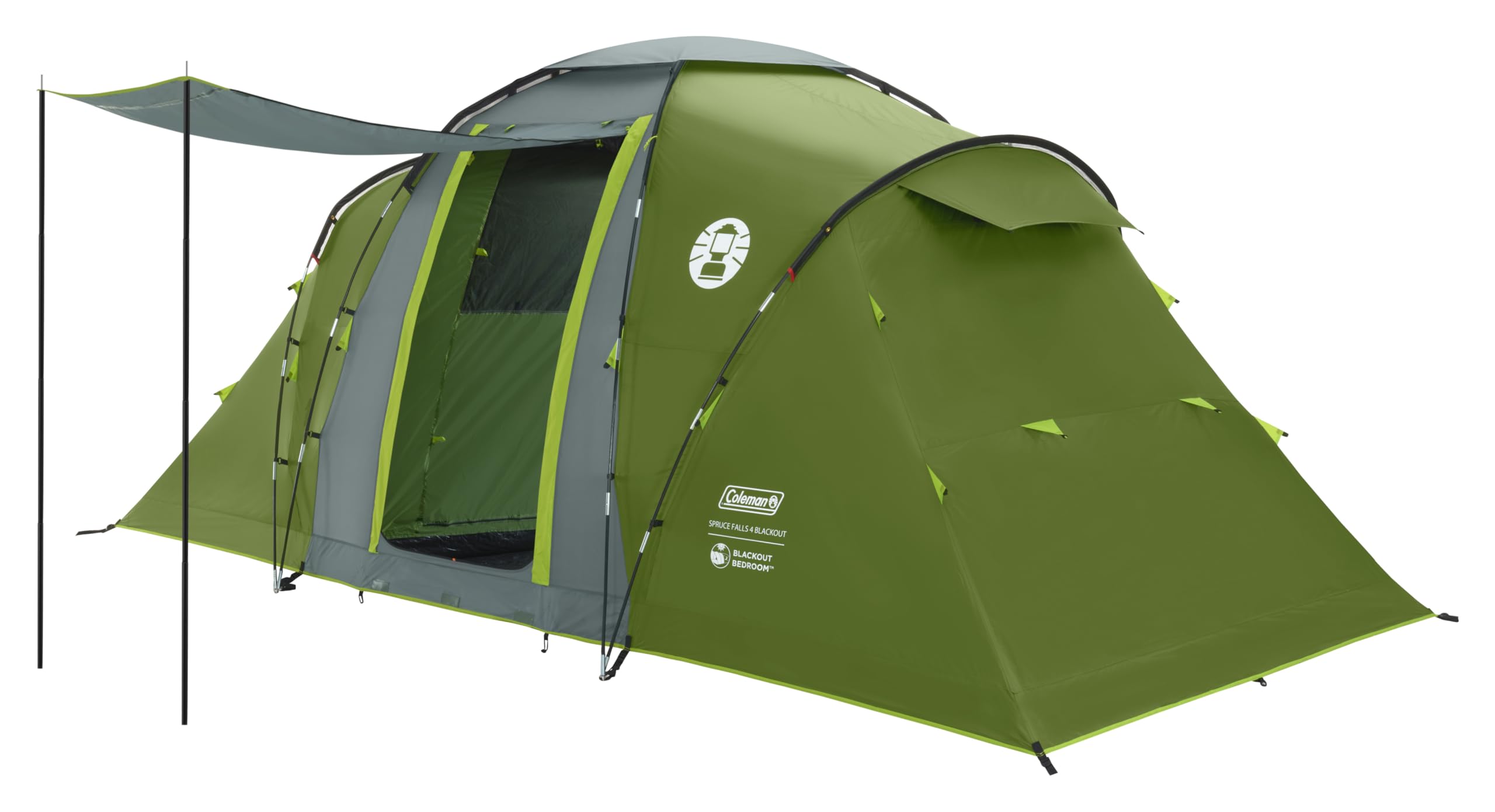Coleman Spruce Falls 4 Tent | 4 Man Vis-a-Vis Family Tent with 2 opposite XXL size Bedrooms and Living area | 4 Person Camping Tent | 3000mm Waterproof | Sewn-in Groundsheet