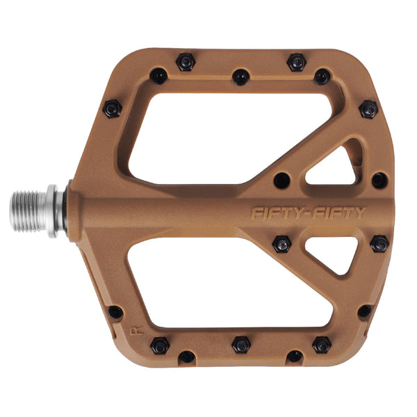 FIFTY-FIFTY Mountain Bike Pedals, Non-Slip MTB Nylon Composite, 9/16" Bicycle Pedals, Lightweight and Wide Flat Platform (Gum)
