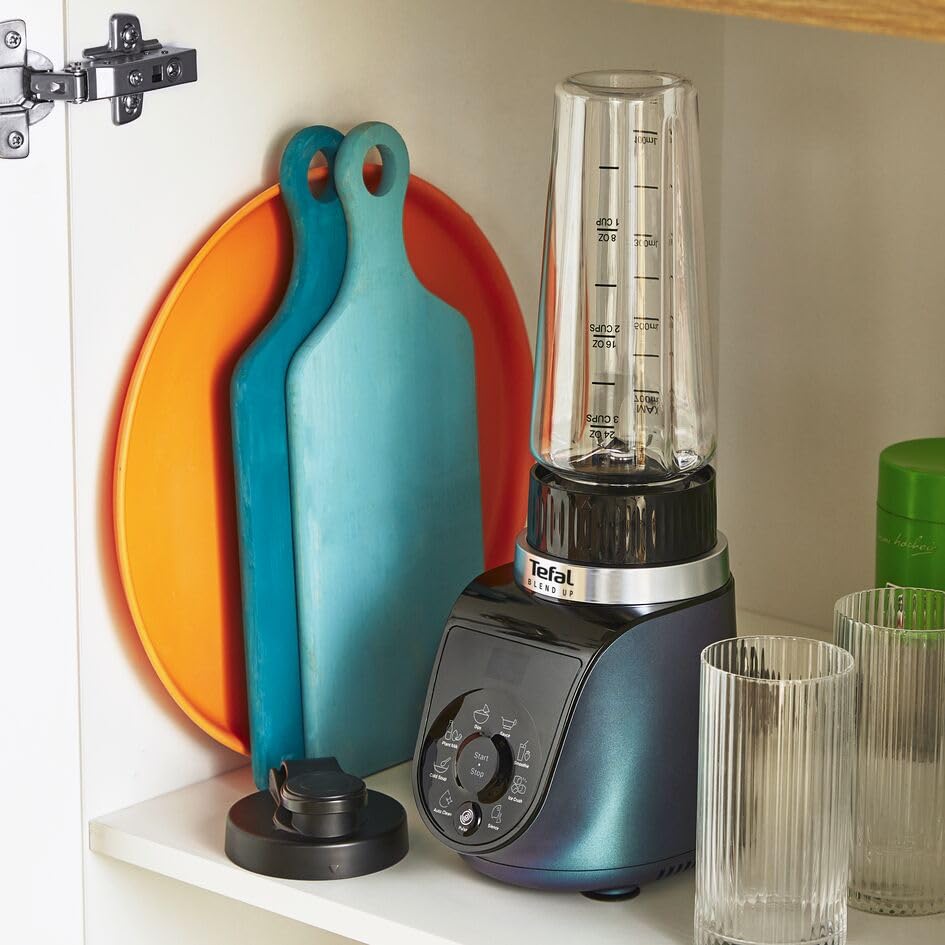 Tefal Blendforce II Blender, 2L Plastic Jug, 1.25L Effective Capacity, 600W, 4 Removable Stainless Steel Blades, Smoothie, Ice Crush, 2 Speeds + Pulse, Kitchen Shakes Maker, Black, BL420840