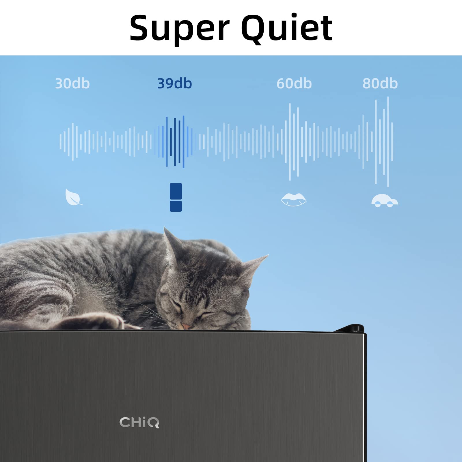 CHiQ FBM157L4EU, Fridge Freezer, 157L, 70/30, 12-Year Compressor Service, Low Frost, E, 39 dB, 48cm Wide 144cm Tall, Black