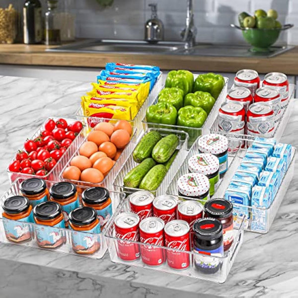 HNNJCK Fridge Organisers Set of 10, Clear Fridge Storage Containers, Multifunctional Kitchen Cupboard Organiser, Refrigerator Storage Bins for Kitchen, Pantry, Cabinet - BPA Free