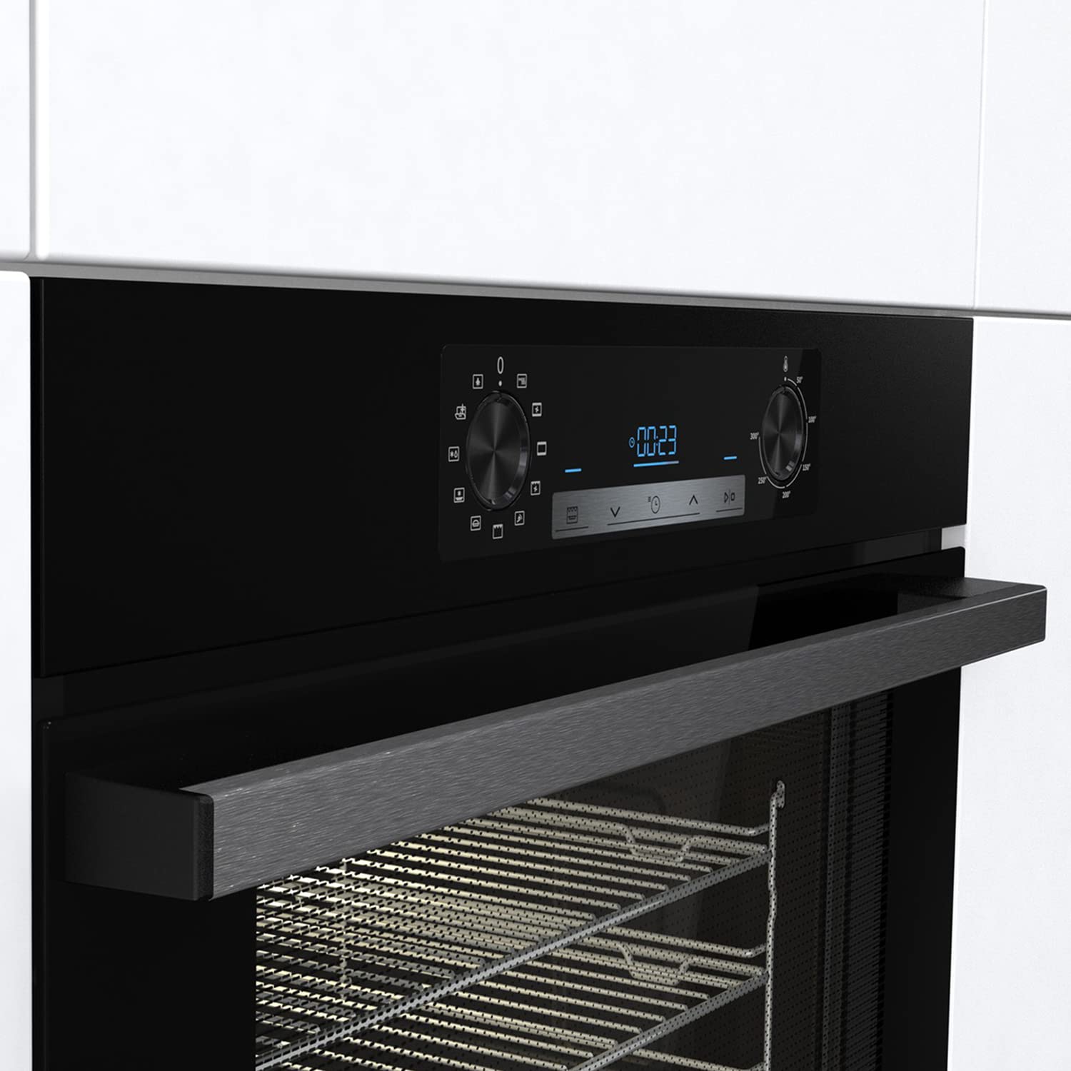 Hisense BI64211PB 77 Litre Built In Electric Single Oven With Pyrolytic Cleaning, Pizza Mode, Multiphase Cooking- Black 22x23x23 inches (LxWxH) - A+ Rated, Extra Large
