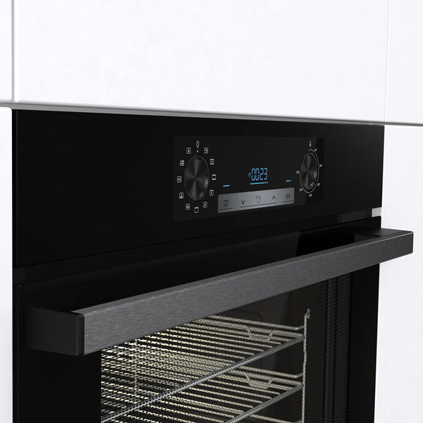 Hisense BI64211PB 77 Litre Built In Electric Single Oven With Pyrolytic Cleaning, Pizza Mode, Multiphase Cooking- Black 22x23x23 inches (LxWxH) - A+ Rated, Extra Large