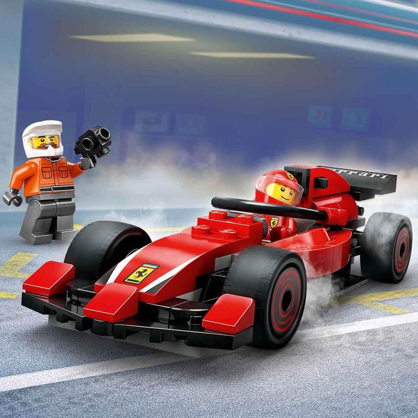 LEGO City F1 Pit Stop & Pit Crew with Ferrari Car Toy - Formula 1 Set incl. a Driver Minifigure, 4 Mechanics, Spare Tyres & Wheel Guns - Building Toys for 6+ Year Old Boys & Girls - 60443