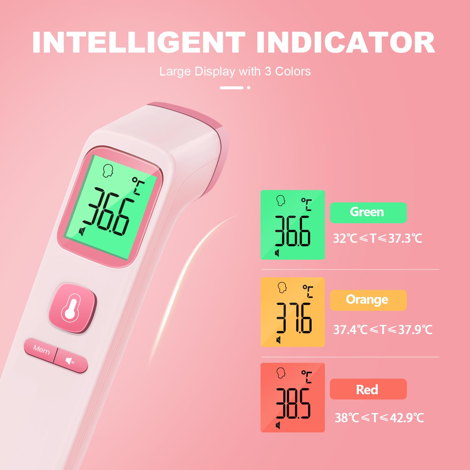 No-Touch Forehead Thermometer for Adults, Infrared Digital Thermometers for Kids, Touchless Baby Thermometer, Accurate Reading with LCD Display, Mute Mode, Memory Recall, Fever Alarm