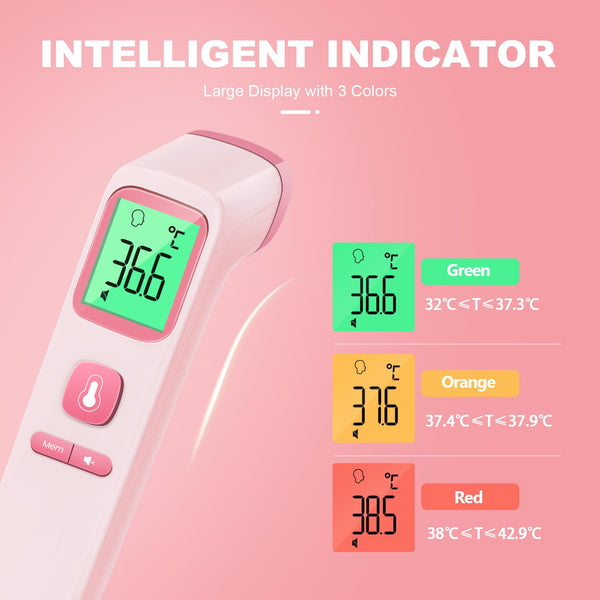 No-Touch Forehead Thermometer for Adults, Infrared Digital Thermometers for Kids, Touchless Baby Thermometer, Accurate Reading with LCD Display, Mute Mode, Memory Recall, Fever Alarm