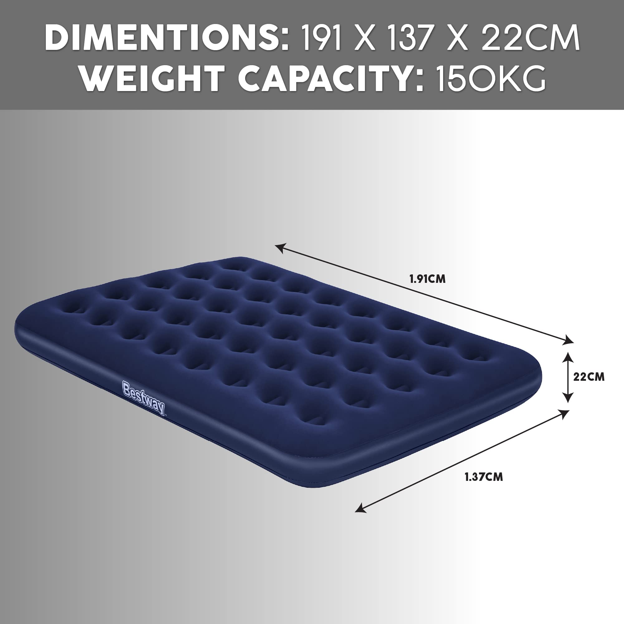 Bestway Single Airbed, Inflatable Air Mattress for One, Blow Up Camping Single Bed