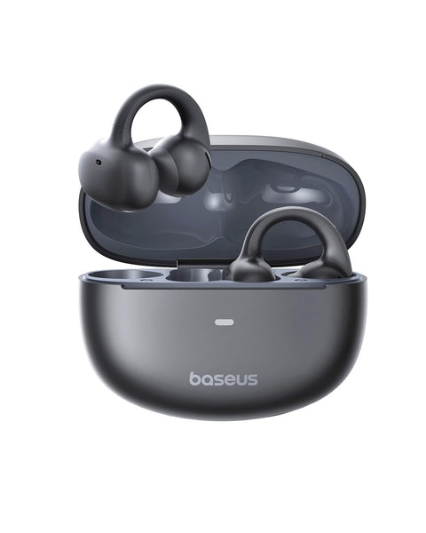 Baseus Bowie MC1 Open-Ear Headphones – Lightweight Bluetooth Air Clip with 40H Battery Life & Bass Ai HiFi Sound Quality & Bluetooth 5.4, (5.2g) with IP57 for Sports & Travel - White