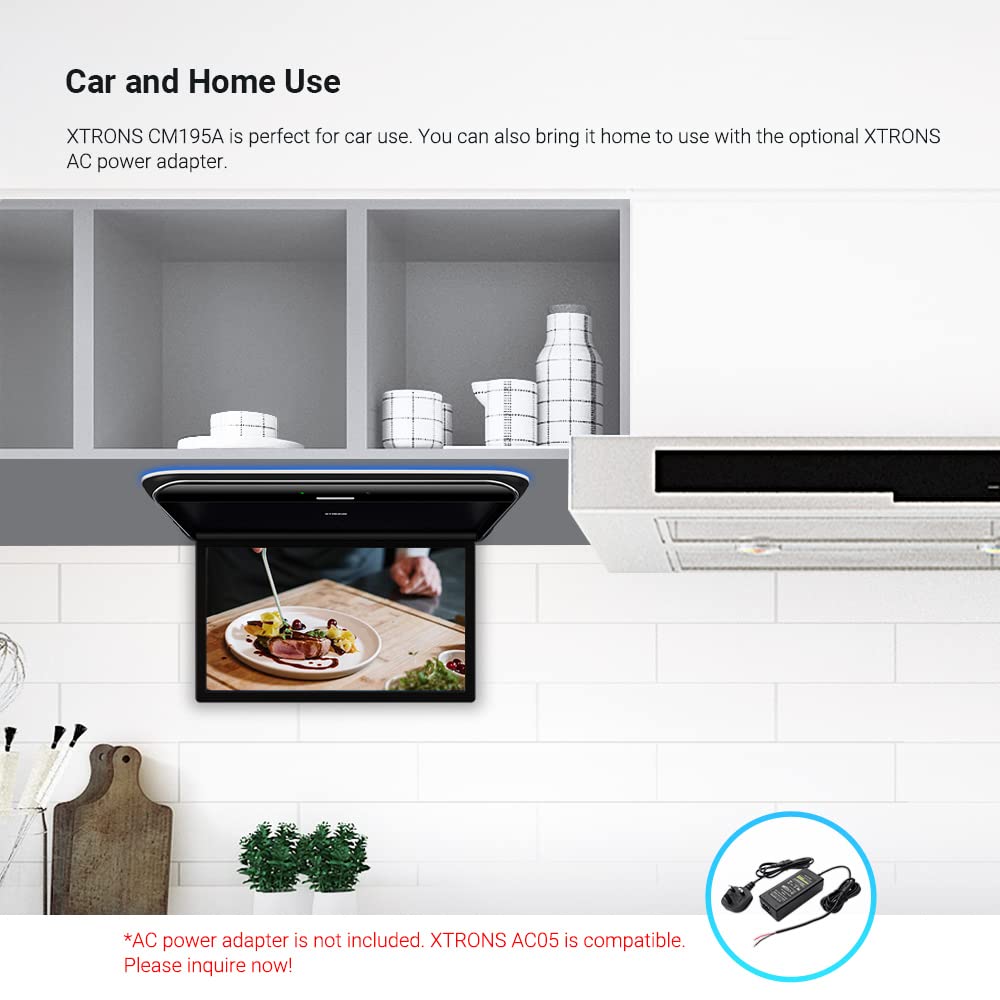 XTRONS Android Car Overhead Player 19.5 Inch Octa Core Car Roof Mount Monitor Wide IPS Screen 8K Video Built-in Stereo Speakers Flip Down Overhead Car Monitor Support 4G WiFi HDMI Input USB RCA Input