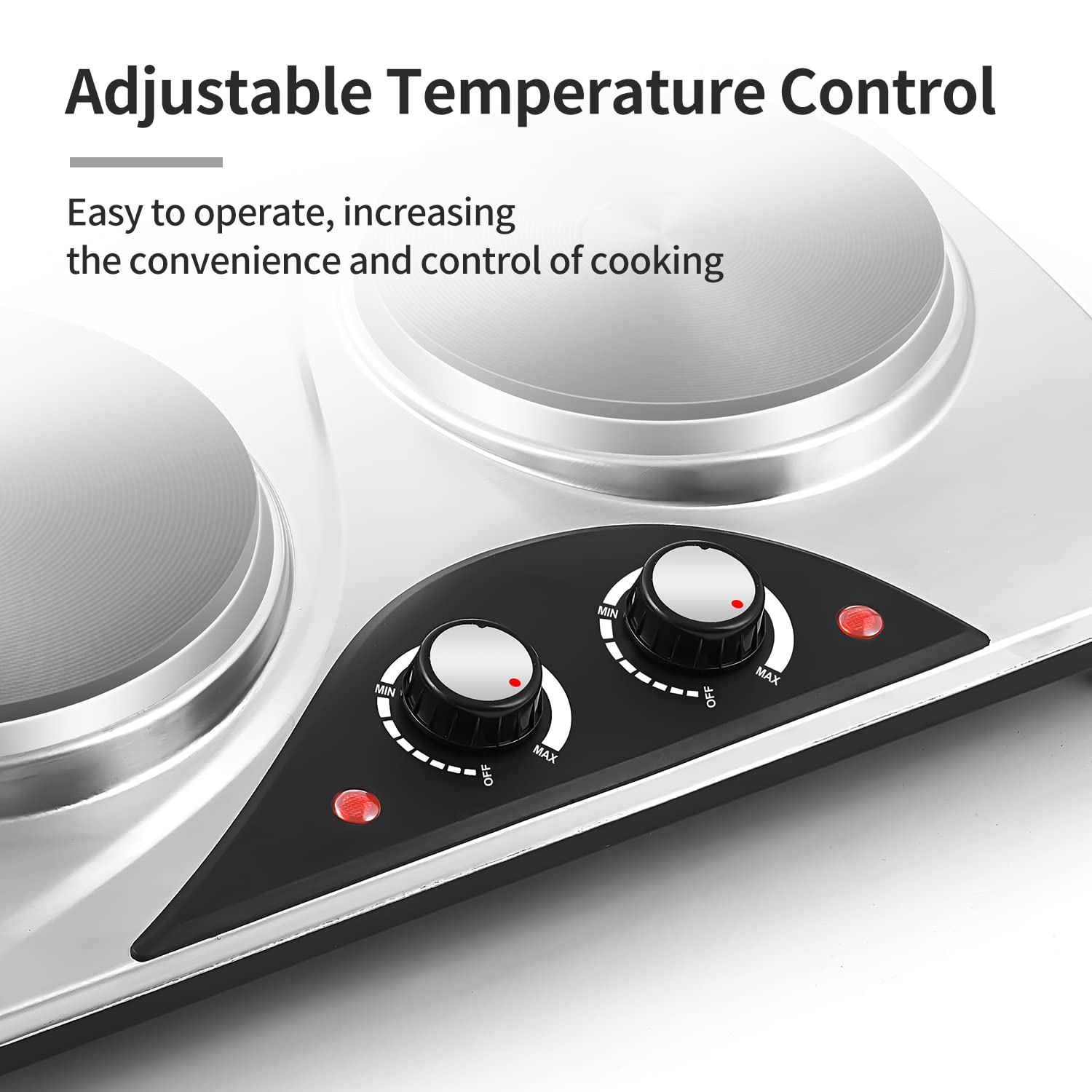 Double Hot Plate, CUSIMAX Electric Hot Plate for Cooking Portable Electric Hob, Cooktop Table Top Hob with 2 Cast Iron Portable Hob Rings Electric