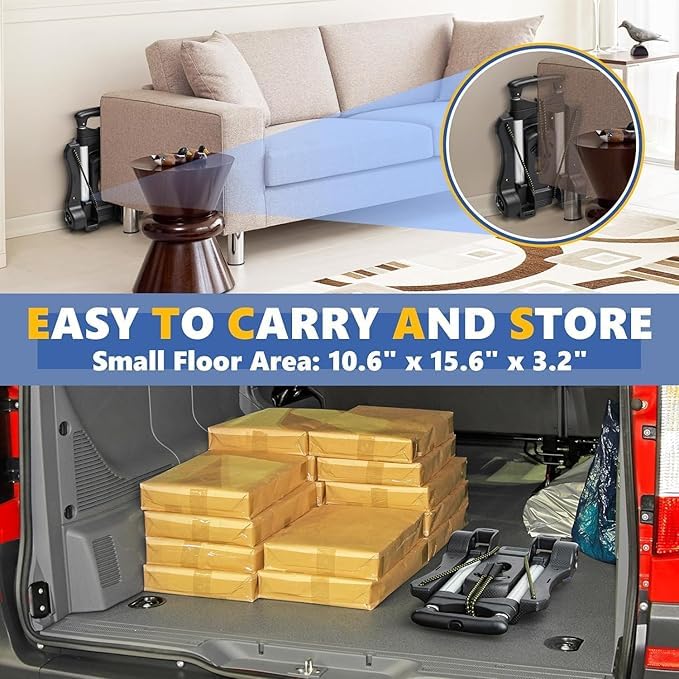 XINGHE Sack barrow, aluminium hand truck, 50 kg/110 lb load capacity, integrated tensioning straps, with retractable handle, large smooth-running wheels with soft tread (Black4)