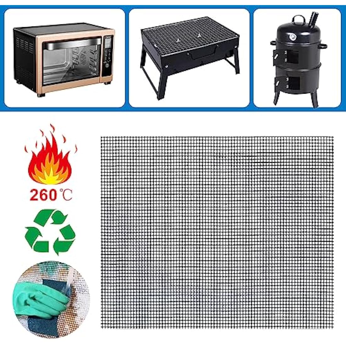 GWHOLE BBQ Grill Mat 4Pcs Non Stick Barbecue Sheets Reusable for Charcoal Gas Grill Meat Vegetable Cooking,40 * 30cm