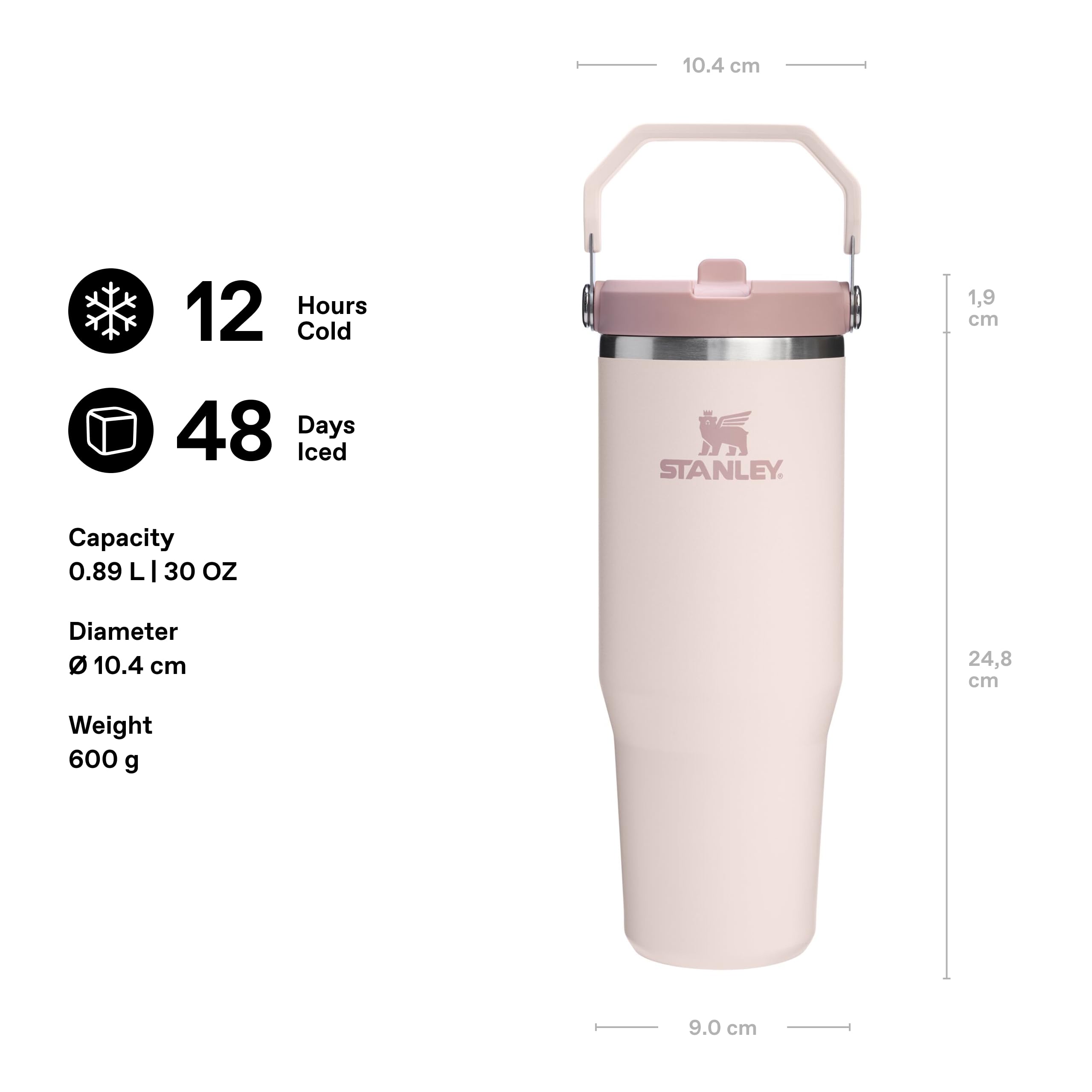 Stanley Flip Straw Tumbler 1.0 Water Bottle With Straw 0.89L - Keeps Cold For 12+ Hours - Easy To Carry - Dishwasher Safe - Stainless Steel Thermal Flask - BPA-Free Travel Mug - Navy