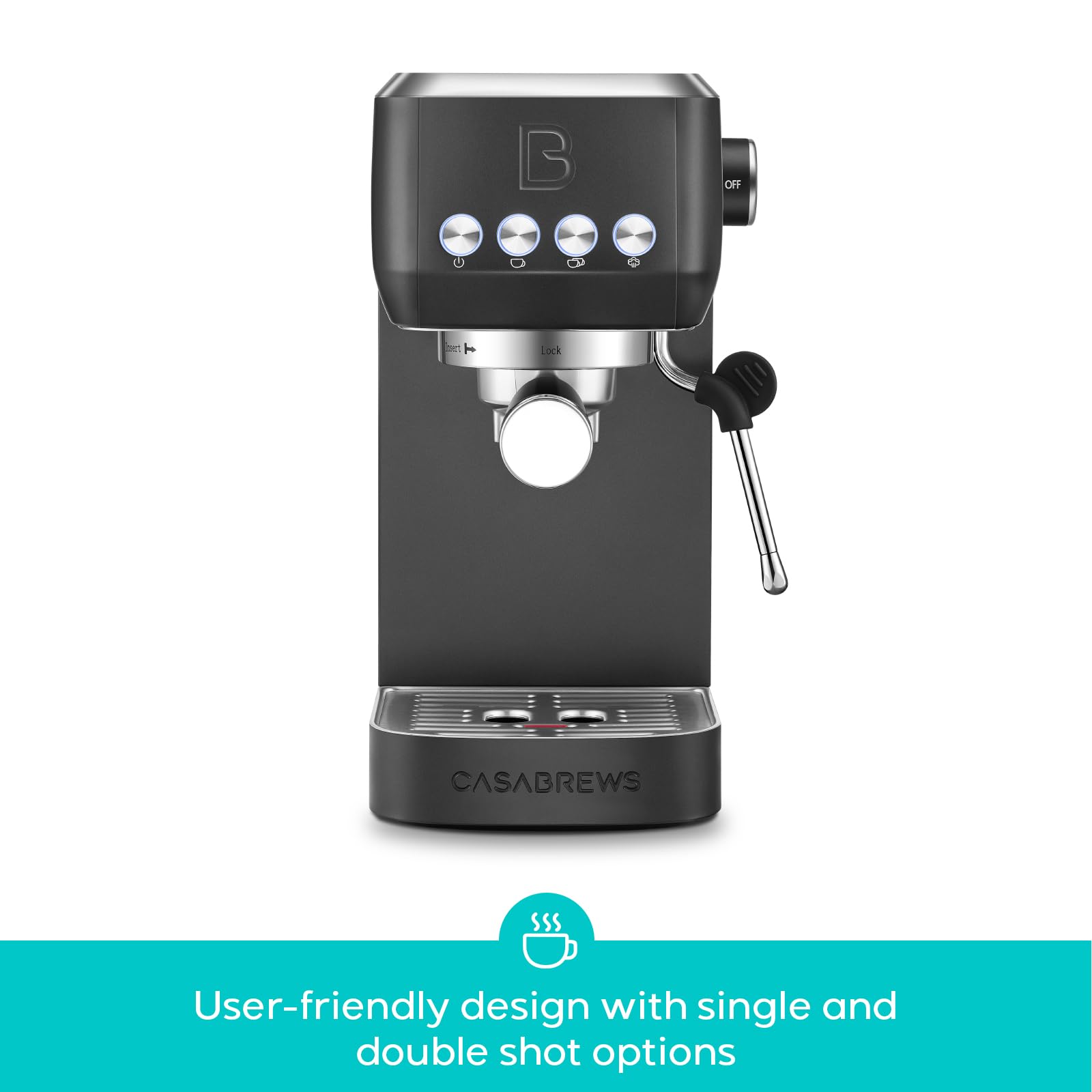 CASABREWS 3700 Essential Espresso Machine 20 Bar, Stainless Steel Cappuccino & Latte Machine with Steam Frother for Home, 1.3L Water Tank, Silver