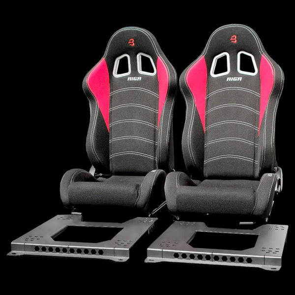 Set of Barbarian Reclining Bucket RIGA Racing Seats for 3-Series E46 (all models) BMW, Black Felt, Track, Race, Drift